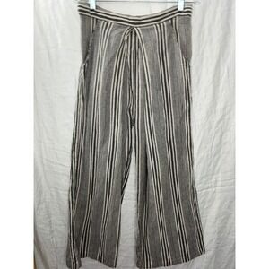 Avatar Wide Leg Pants Womens M Black White Striped‎ Boho Culottes Trousers